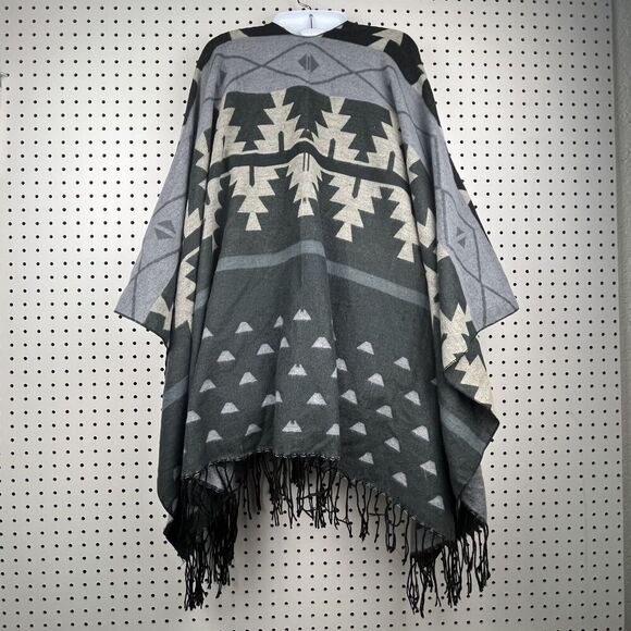 Millibon USA Shawl Scarf Aztec Print Soft Black And Grey - Picture 3 of 6